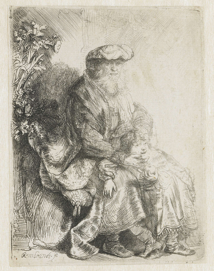  伦勃朗·梵·莱茵 Rembrandt van Rijn——亚伯拉罕抚摸着艾萨克2